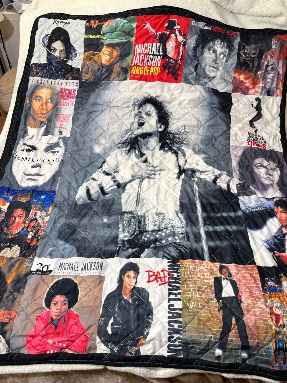 Michael Jackson Personalized 50” X 60” Throw Surrounded By Old Album Covers